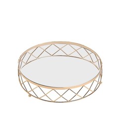 Gold Clear 16 in Round Metal Glass Geometric CAKE STAND Wedding Home Decorations