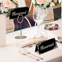18 Pack Gold Reserved Table Signs for Wedding Party Restaurant – Double Sided…