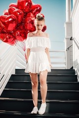 30 pcs Red Heart Balloons 18″ a bunch of Heart Love Foil Helium Balloons, Hel…