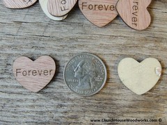 100 qty 1″ FOREVER Wood Hearts Table Confetti Wooden Wedding Decor Embellishment