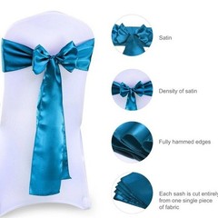 14~Elegant Chair Sash in Satin Aqua Blue & Tiffany Color in size 6” x 106”