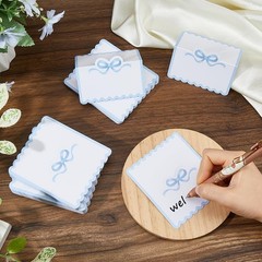 200Pcs Blank Place Cards Blue Bow Place Cards 4.02×3.54 Inch/10.2x9cm Wedding…