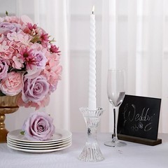 2 Clear 5 in Hour Glass Reversible Pillar and Taper Candle Holders 5″,