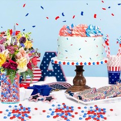 Patriotic Star Acrylic Crystals Gems Table Scatter Vase Filler 300pcs