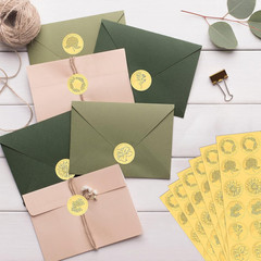 540 Pcs Wedding Gold Wax Seals Stickers Embossed Envelope Gold Foil Self Adhesiv