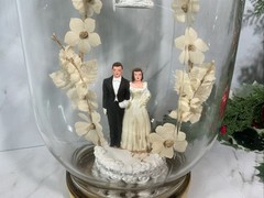 Vintage Bride & Groom Cake Topper ~Chalkware ~1950’s~UNIQUE IN JAR