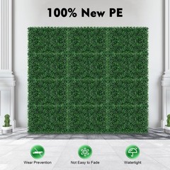 12pcs 24×16″ Artificial Boxwood Mat Wall Hedge Decor Privacy Fence Panel Grass
