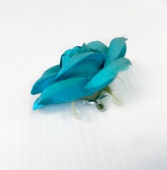12 Teal Artificial Silk Rose Flower Heads