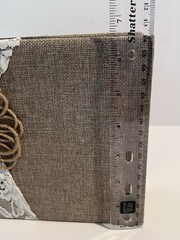 Rustic Burlap Linen & Lace Wedding Guest Book, Brown/White, Twine Flower