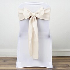 10 Beige Polyester CHAIR SASHES Ties Bows Wedding Party Ceremony Decorations