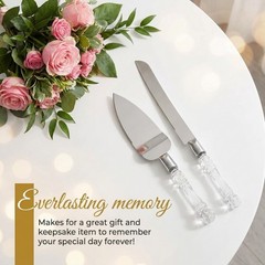 LUSHIG Cake Knife and Server Set | Acrylic Faux Crystal Handles & Premium 420…