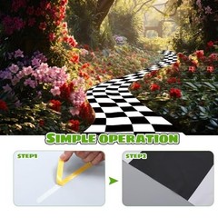 47 x 118 Inches Wonderland Party Decoration Black and White Aisle Runner Rug