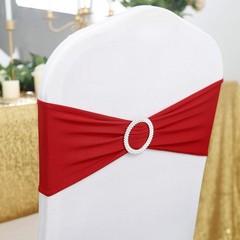 Transformative 50-Pack Red Spandex Chair Sashes with Buckle for Celebrations