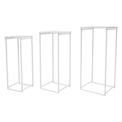 3Pcs Metal Flower Pot Holder Square Flower Vase Stand Wedding Party Decor White
