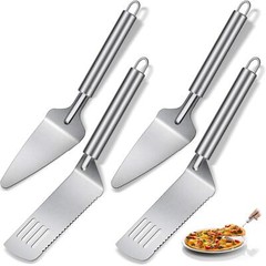 4Pcs Stainless Steel Pie Spatula Serrated Cake Cutter with Comfortable Handle