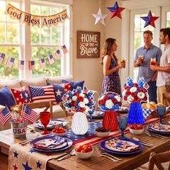 9 Pcs Patriotic Table Decorations 4th of July Honeycomb Centerpieces Red White