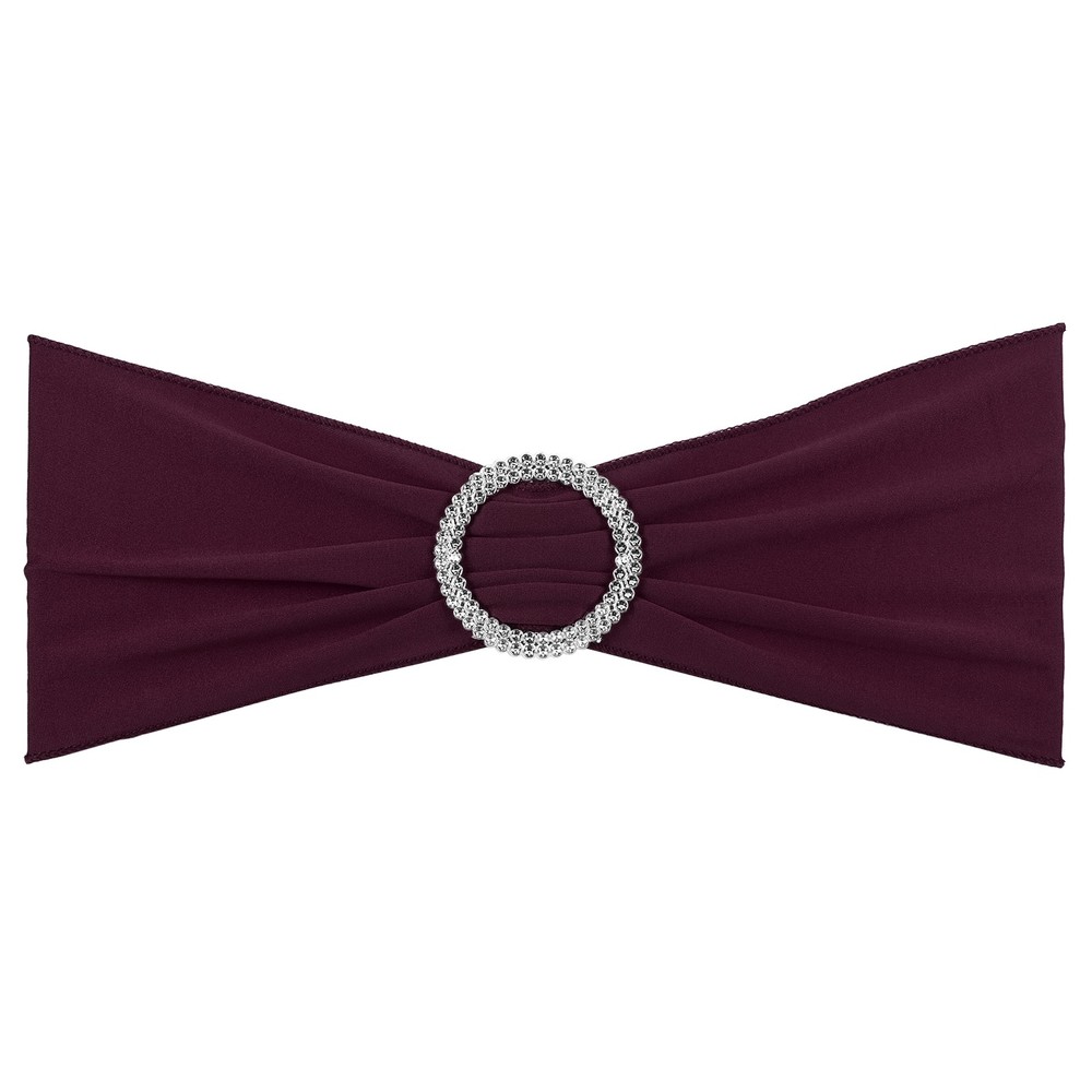 10Pcs 14″x5″ Stretch Chair Sashes Bows Chair Bands Sash with Buckle Maroon