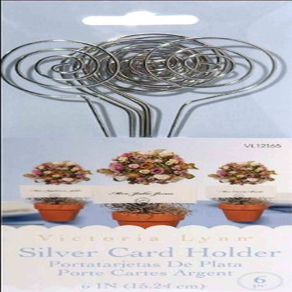Darice VL1216 Swirl Place Card Holder Pick, 6-Inch, Silver, 6 Per Pack