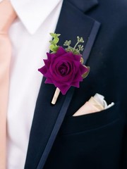 Wrist Corsage and Boutonniere Set, Velvet Purple Roses Corsage, Men Boutonnie…