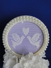 New Vintage Wilton «Love Birds in Lace » Wedding Cake Top, Lilac , 109-3001