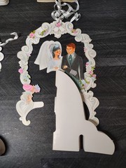 Vtg Hallmark Wedding Centerpiece 6os 70s Honeycomb Bride Groom Arch Lot Of 6