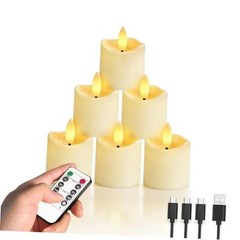 Rechargeable Flameless Candles with Remote Timer, 6pcs LED 6pcs,Smooth