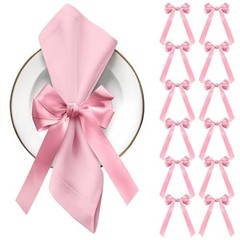 Bow Napkin Rings Set of 12 Ribbon Candlestick Decor Charms Coquette Bow Pink