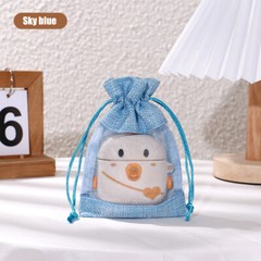 10PCS Drawstring Pouch Bags Imitated Burlap Hessian Wedding Favor Gift Cand Bag