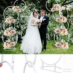 2pcs A set Round Wedding Arch Backdrop Rings Loops Flower Balloon Lawn R G1N