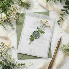 60 Pack Floral Vellum Jackets for 5×7 Invitations, Pre-Folded 115GSM Transluc…
