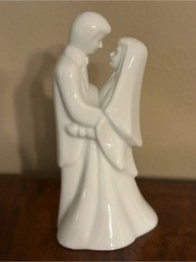 Vintage White Porcelain Bride & Groom Wedding Cake Topper Figurine Keepsake