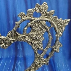 Rose Heart Wedding Cake Topper Pewter Figurine Fellowship Foundry US Made *NEW*