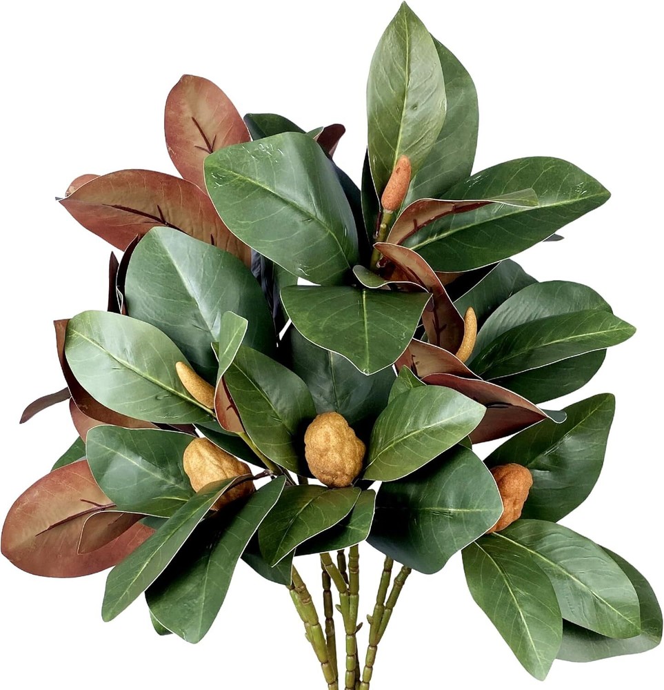 Set of 4 Magnolia Branches 32 Inch Long Artificial Magnolia with Leaves Green…
