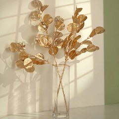 GOLD 2 Metallic 27″ Artificial Eucalyptus LEAF Branches Faux Foliage Stems Party