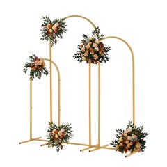 3pc Wedding Arch Gold Metal Backdrop Stand Flower Balloon Frame Party Decoration