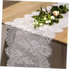 5 Packs Lace Table Runner 14×120 Inch Rustic Wedding White 5pcs Plain White