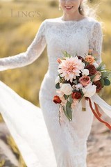 Ling’s Moment Terracotta Bridal Bouquet Cascading, Orange Wedding Bouquets fo…