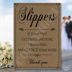 Slippers Feet Wedding Tired Grab Pair Dance some more Sandals Shoes Card Sign A4