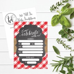 Hadley Designs 50 BBQ Party 50 Count (Pack of 1), Red and White Chalk Plaid