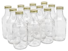 16 Ounce Glass Sauce Bottle – With 38mm Gold Metal Lids – Case of 12