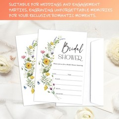 Mueddur Bridal Shower Invitations With Envelopes, Wildflowers Wedding…