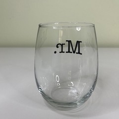 Set of 2 16 oz ‘Mr/Mrs’ Black Stemless Wine Glasses Wedding Anniversary Gifts