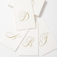 Caspari White Pearl Paper Linen Guest Towels, Monogram Initial Abstract, Pack…