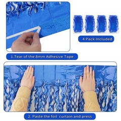 4 Pack 3.3 ft x 6.6 Wavy Sparkle Dark Blue Foil Fringe Backdrop Curtain – Nav…