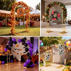 7.2FT Metal Wedding Arch Stand Gold Square Arched Backdrop 7.2FT, Matte