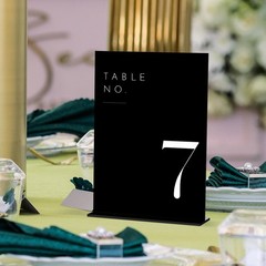 Black Wedding Table Numbers 1-10 with Stands, 5″x7″ Black Acrylic Table Numbe…