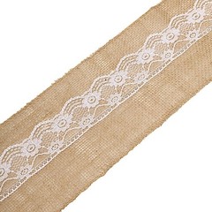 5″ x 108″ Natural Burlap Chair Sash with White Lace Party Events Decorations