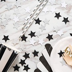 Black and White Glitter Silver Paper Twinkle Little Stars Confetti Wedding