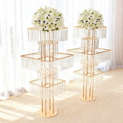 5 Tier Round Flower Stand 49.2in Metal Pedestal Stands Wedding Flower Stand