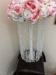 Luxurious Crystal White/Pink Flower Stand Wedding 13in Diameter No Stand Incl